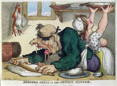 Dinners Drest in the Neatest Manner (Satirical Cartoon on Culinary Hygiene) by Thomas Rowlandson